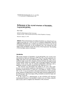 Refinement of the Crystal Structure of Bicchujite, Caz[Alzsi06](OH)Z