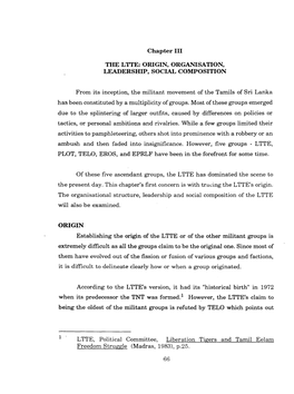 Origin, Organisation, Leadership, Social Composition