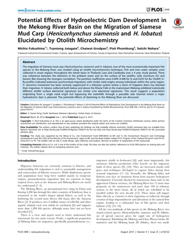 Mud Carp (Henicorhynchus Siamensis and H. Lobatus) Elucidated by Otolith Microchemistry