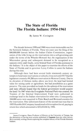 The State of Florida and the Florida Indians 1954-1961