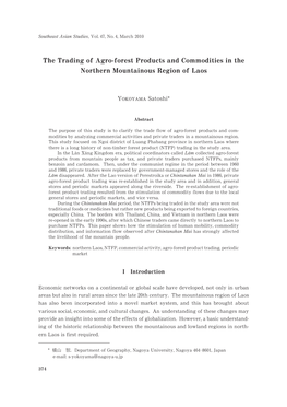 The Trading of Agro-Forest Products and Commodities in the Northern Mountainous Region of Laos