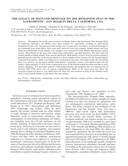 The Legacy of Wetland Drainage on the Remaining Peat in the Sacramento – San Joaquin Delta, California, Usa