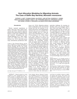 Hunt Allocation Modeling for Migrating Animals: the Case of Baffin Bay Narwhal, Monodon Monoceros