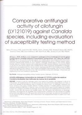 Comparative Antifungal Activity of Cilofungin (LV 121 0 19) Against Candida Species/ Including Evaluation of Susceptibility Testing Method