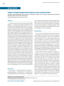 Fatigue: a Complex Symptom and Its Impact on Cancer and Heart Failure Jacqueline Aparecida Borges, Mônica Maria Pena Quintão, Sergio S