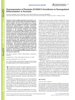 Overexpression of Psoriasin (S100A7)