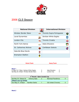 2006 CLS Season
