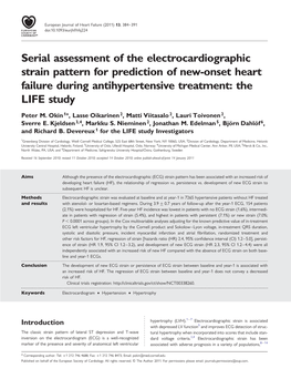 Serial Assessment of the Electrocardiographic Strain Pattern for Prediction of Newonset Heart Failure During Antihypertensive Tr