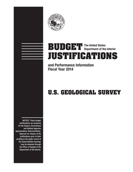 FY2014 USGS Budget Justification