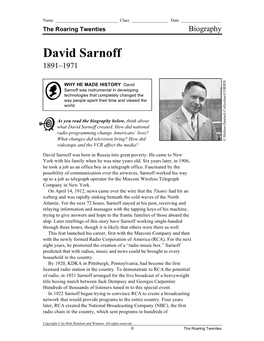 David Sarnoff 1891–1971