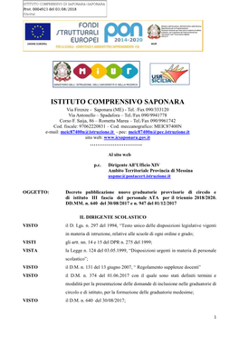 ISTITUTO COMPRENSIVO SAPONARA Via Firenze - Saponara (ME) - Tel