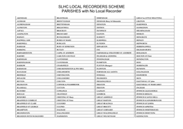 SLHC LOCAL RECORDERS SCHEME PARISHES with No Local Recorder