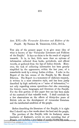 Art. XVI.—The Vernacular Literature and Folklore of the Panjáb