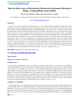 Study the Effect of Age on Histochemical, Histometrical and Immune Histological Finding of Submandibular Gland in Buffalo