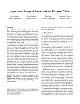 Approximate Storage of Compressed and Encrypted Videos