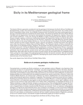 Sicily in Its Mediterranean Geological Frame