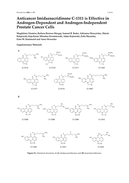 Anticancer Imidazoacridinone C-1311 Is Effective in Androgen-Dependent and Androgen-Independent Prostate Cancer Cells