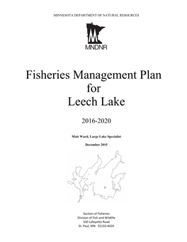 Fisheries Management Plan for Leech Lake 2016