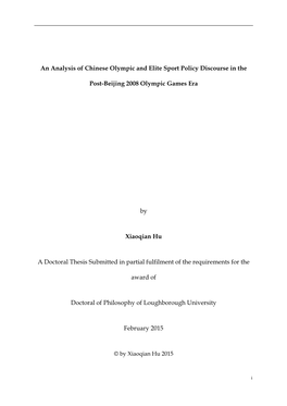 An Analysis of Chinese Olympic and Elite Sport Policy Discourse in The