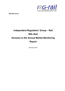 Rail IRG–Rail Annexes to the Annual Market Monitoring Report