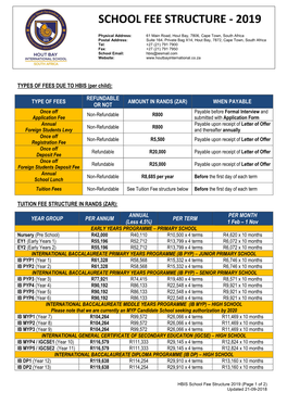 School Fee Structure - 2019