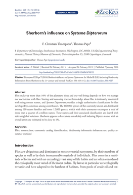 Sherborn's Influence on Systema Dipterorum