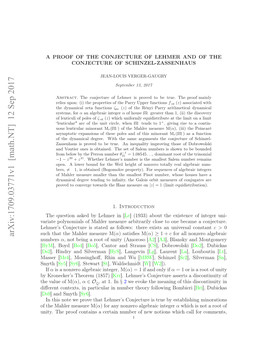 A Proof of the Conjecture of Lehmer