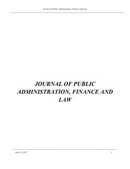 Journal of Public Administration, Finance and Law (JOPAFL)