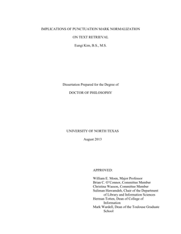 Implications of Punctuation Mark Normalization on Text Retrieval. Doctor Of