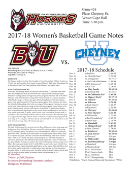 2017-18 Women's Basketball Game Notes