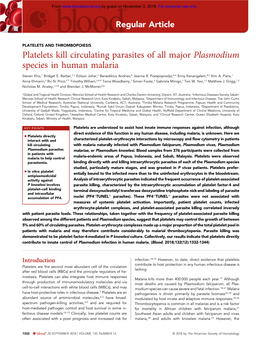 Platelets Kill Circulating Parasites of All Major Plasmodium Species in Human Malaria