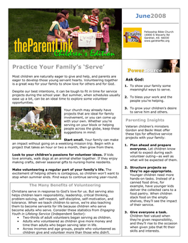 June2008 Practice Your Family's 'Serve'