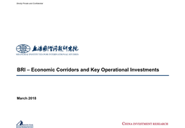 BRI – Economic Corridors and Key Operational Investments