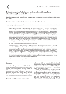 Helminth Parasites of Atherinopsid Freshwater Fishes