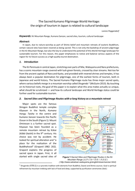 The Sacred Kumano Pilgrimage World Heritage: the Origin of Tourism in Japan Is Related to Cultural Landscape