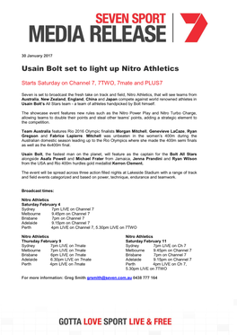 Usain Bolt Set to Light up Nitro Athletics