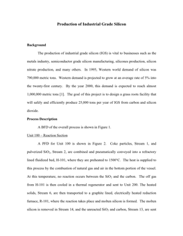 Production of Industrial Grade Silicon