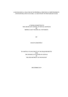 A Sociological Analysis of Scopophilia, Individual Empowerment, and Surveillance Culture: a Case Study on Instagram Usage