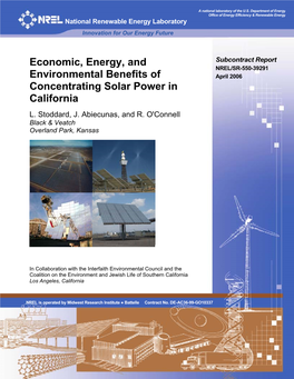 Economic, Energy, and Environmental Benefits of Concentrating Solar Power in California