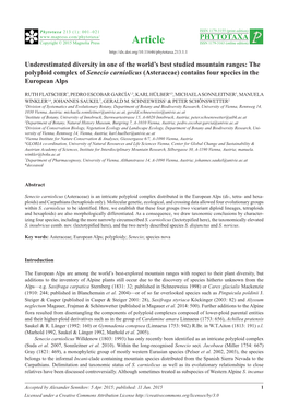 The Polyploid Complex of Senecio Carniolicus (Asteraceae) Contains Four Species in the European Alps