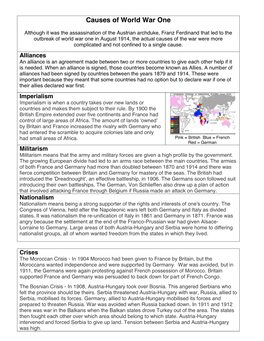 Causes of World War One