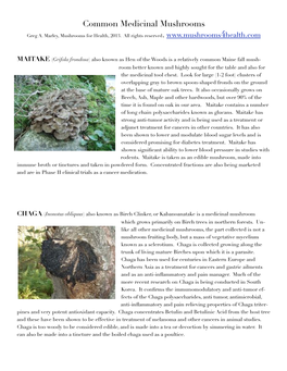 Common Medicinal Mushrooms-Handout