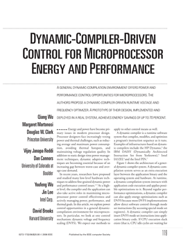 Dynamic-Compiler-Driven Control for Microprocessor Energy and Performance