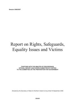 Report on Rights, Safeguards, Equality Issues and Victims