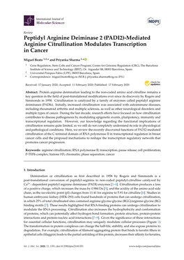 Mediated Arginine Citrullination Modulates Transcription in Cancer