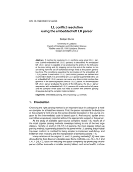 LL Conflict Resolution Using the Embedded Left LR Parser