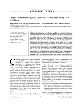 Clinical Spectrum of Congenital Anomalies of Kidney and Urinary Tract in Children