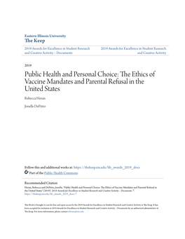 Public Health and Personal Choice: the Ethics of Vaccine Mandates and Parental Refusal in the United States