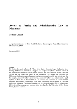 Access to Justice and Administrative Law in Myanmar