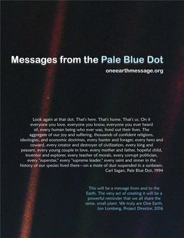 Messages from the Pale Blue Dot Oneearthmessage.Org